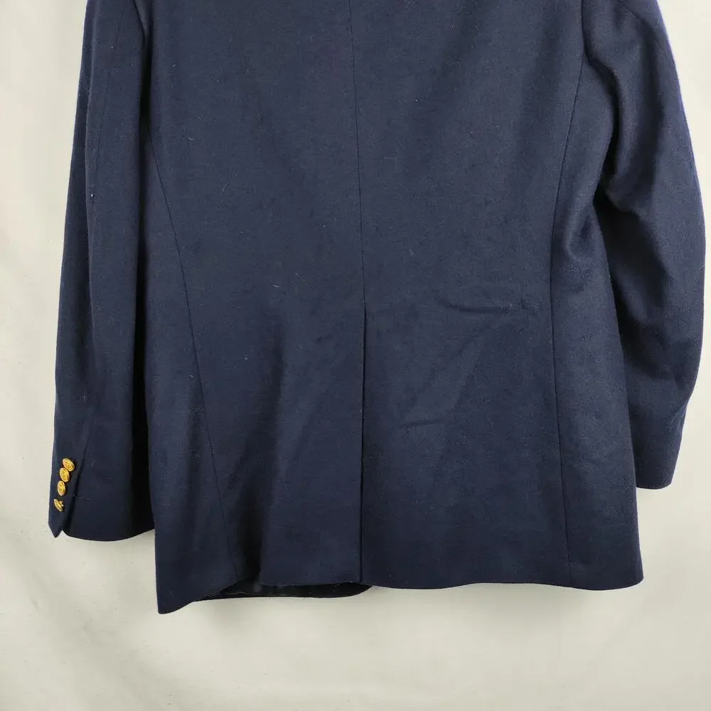 Blazer Mens 40 Blue Wool Gold Button Classic Fit Sport Coat Jacket Notch Lapel